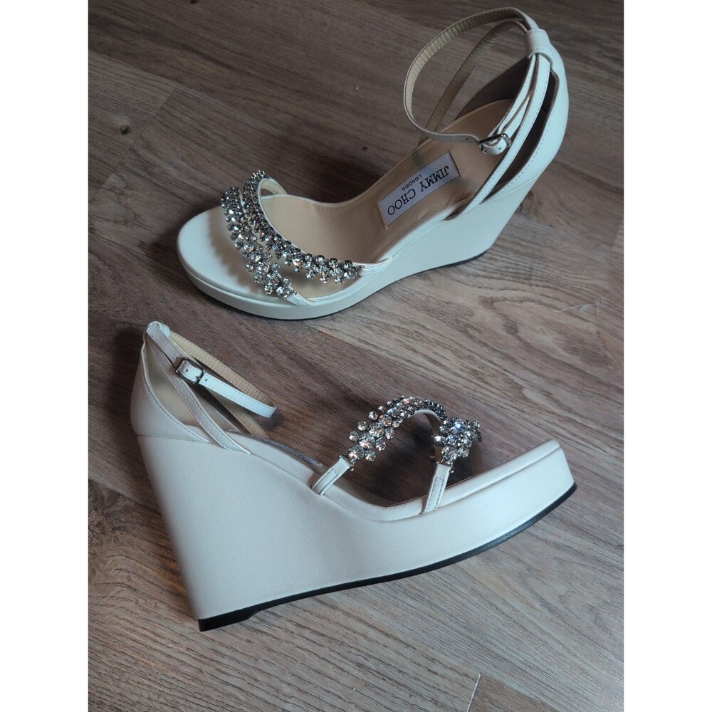 Jimmy Choo Bing Wedge 120 Heels Womens EU 40 Off White Latte - Picture 9 of 15